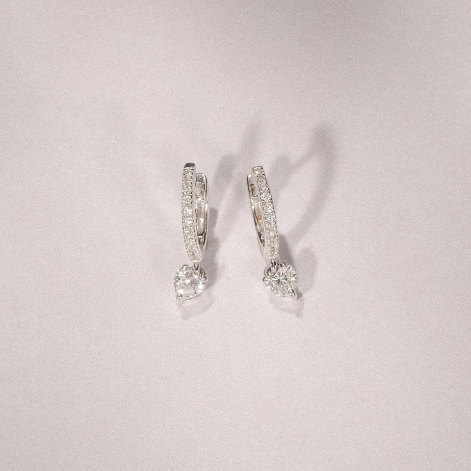 Stellato Heart Drop Huggie Earrings Lab Diamond 0.50ct in 925 SIlver