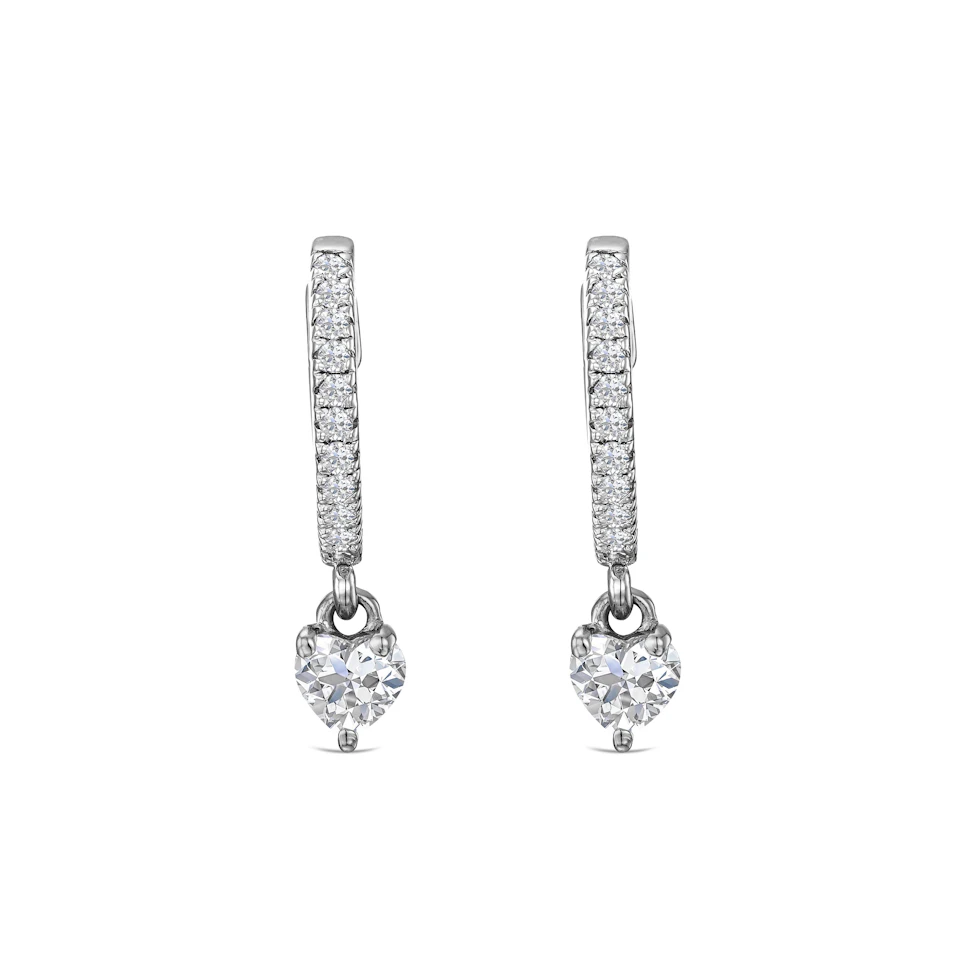 Stellato Heart Drop Huggie Earrings Lab Diamond 0.50ct in 925 SIlver