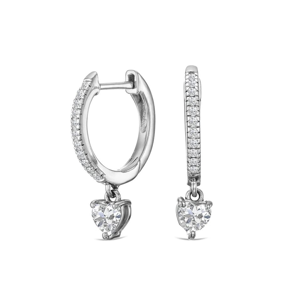Stellato Heart Drop Huggie Earrings Lab Diamond 1.00ct in 925 SIlver
