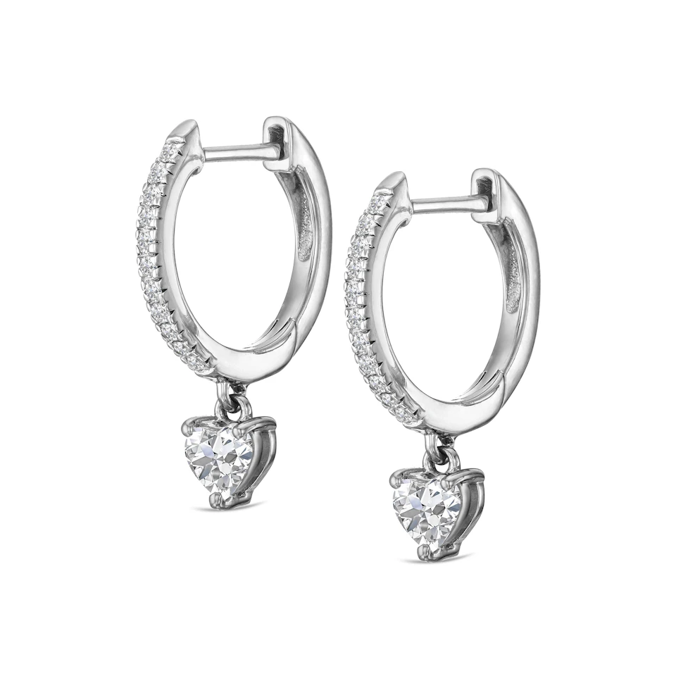 Stellato Heart Drop Huggie Earrings Lab Diamond 1.00ct in 925 SIlver