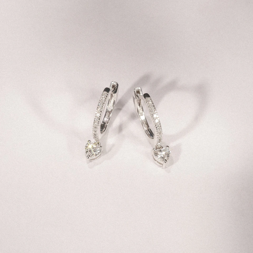Stellato Heart Drop Huggie Earrings Lab Diamond 1.00ct in 925 SIlver
