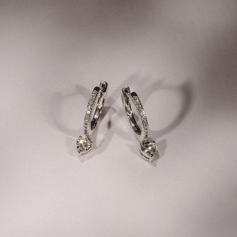 Stellato Heart Drop Huggie Earrings Lab Diamond 1.00ct in 925 SIlver
