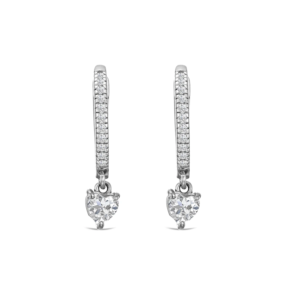 Stellato Heart Drop Huggie Earrings Lab Diamond 1.00ct in 925 SIlver