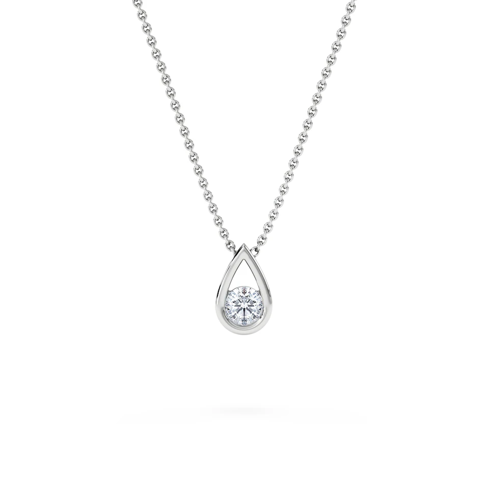 Teardrop Solitaire 0.25ct H/SI Round Cut Lab Grown Necklace in Silver