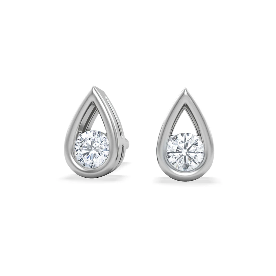 Teardrop 0.21ct Round Cut Lab Grown Stud Earrings in Sterling Silver