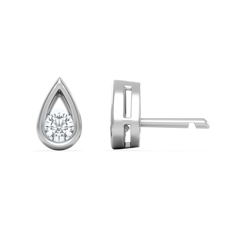Teardrop 0.21ct Round Cut Lab Grown Stud Earrings in Sterling Silver