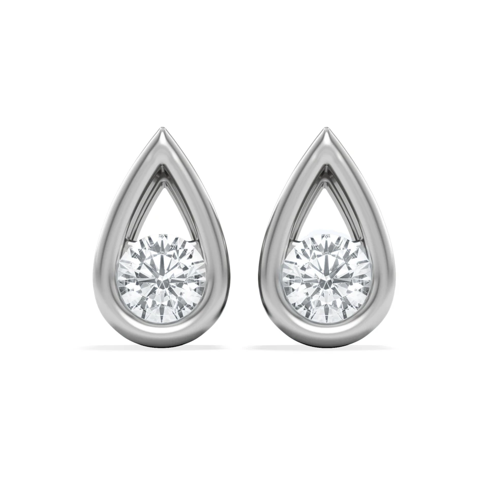 Teardrop 0.21ct Round Cut Lab Grown Stud Earrings in Sterling Silver