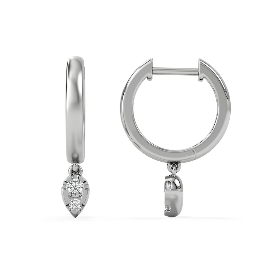 Lab Diamond 0.15ct Marquise Drop Huggies in 925 Silver