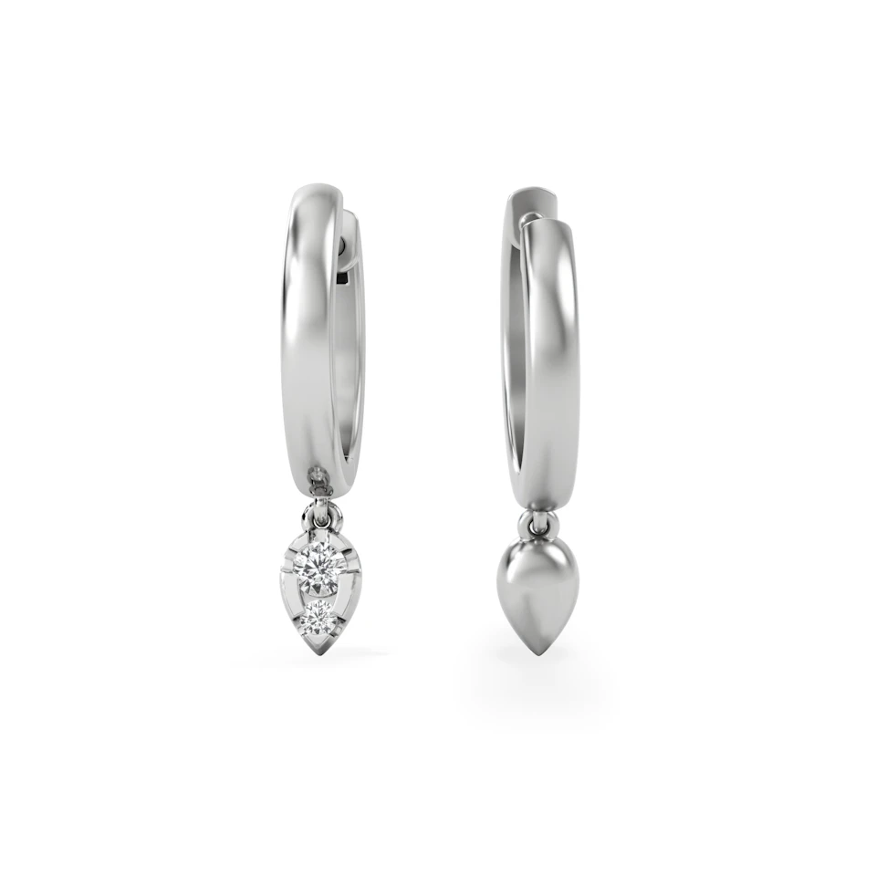 Lab Diamond 0.15ct Marquise Drop Huggies in 925 Silver