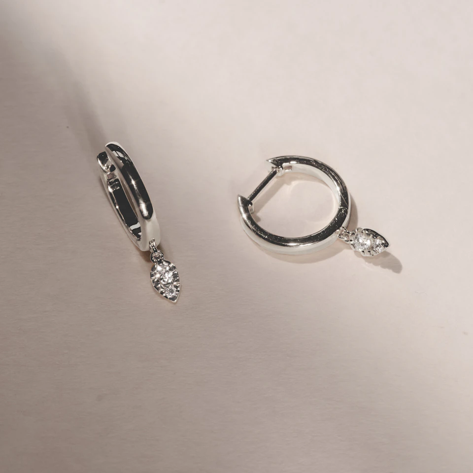 Lab Diamond 0.15ct Marquise Drop Huggies in 925 Silver