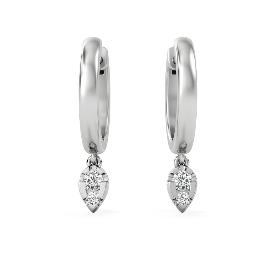 Lab Diamond 0.15ct Marquise Drop Huggies in 925 Silver