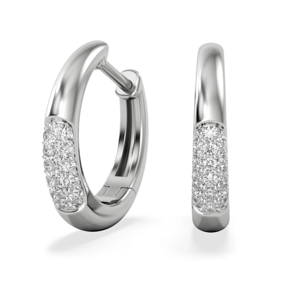 Short Micro Pavé Huggies Lab Diamond Earrings 0.25ct in 925 Silver