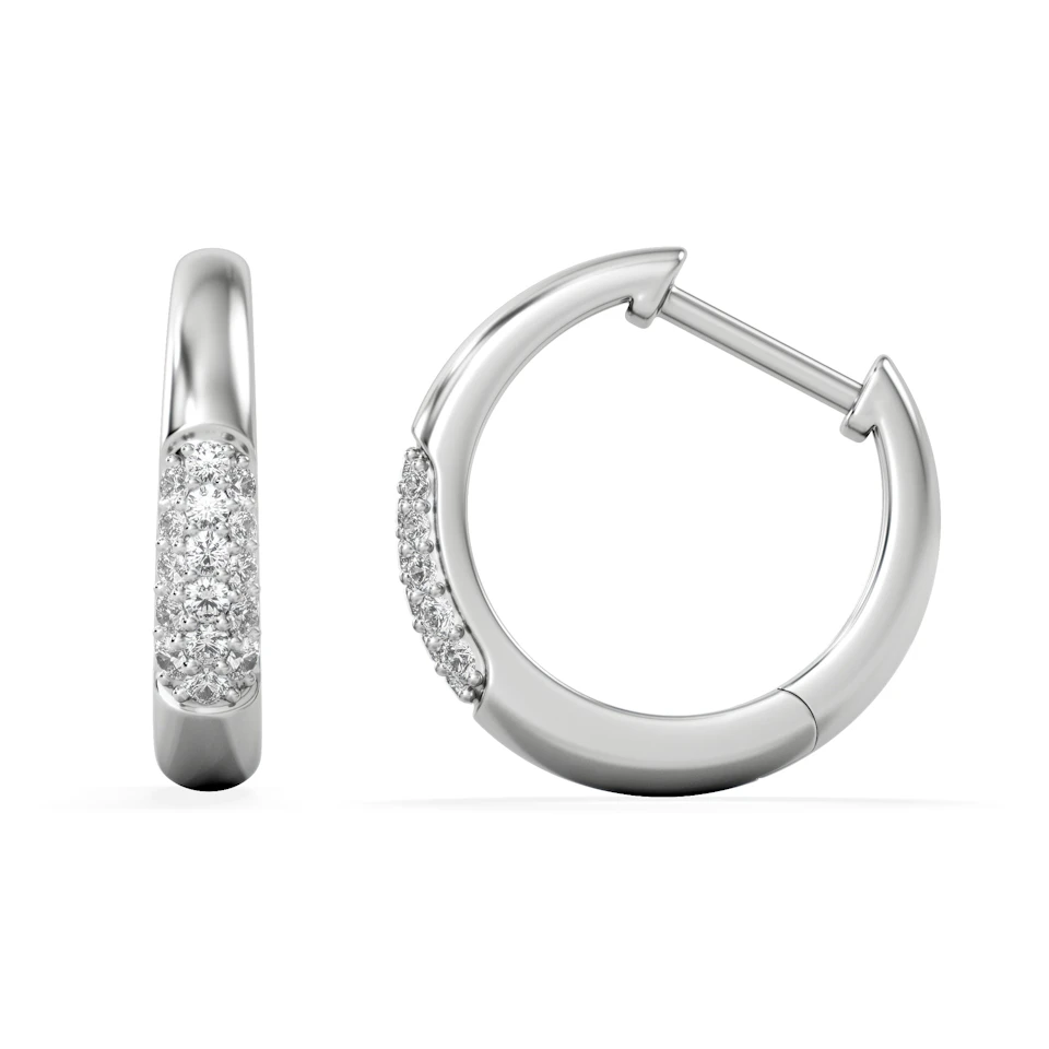 Short Micro Pavé Huggies Lab Diamond Earrings 0.25ct in 925 Silver