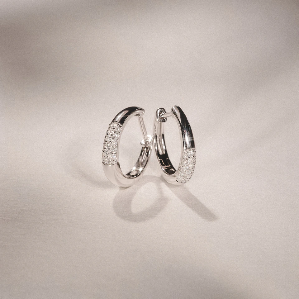 Short Micro Pavé Huggies Lab Diamond Earrings 0.25ct in 925 Silver
