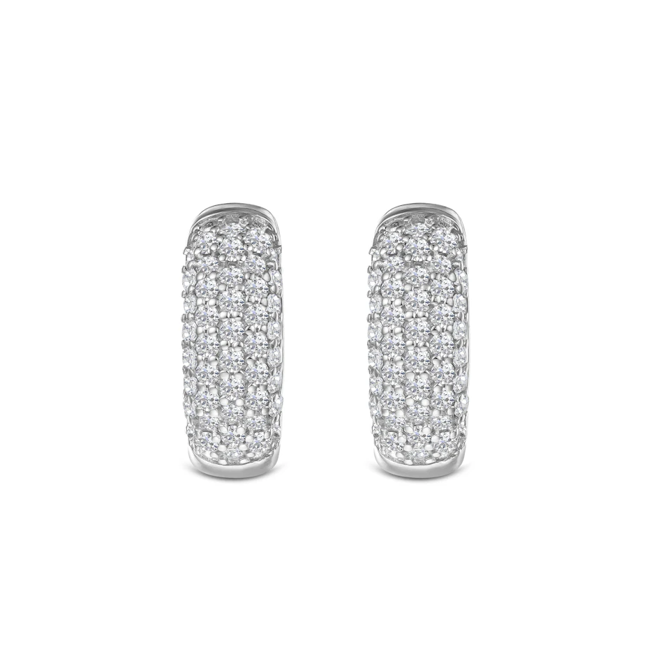 Micro Pave Huggies Lab Diamond Earrings 0.55ct in 925 Silver