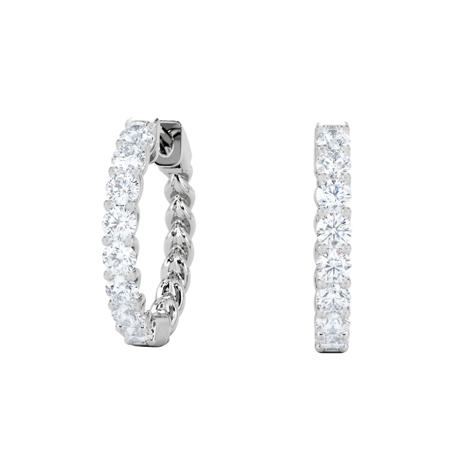 Braided 1.00ct Round Cut Lab Diamond Hoop Earrings in 9K White Gold