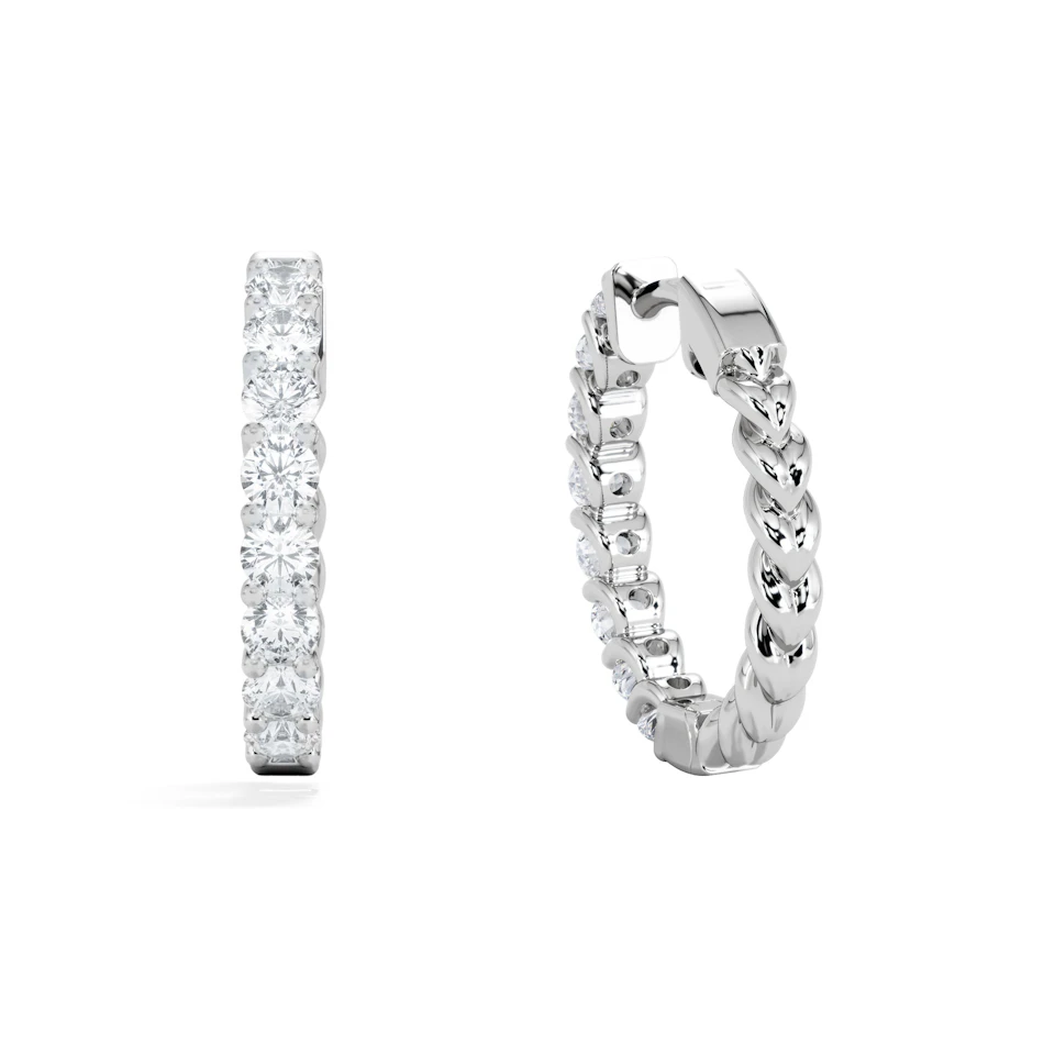 Braided 1.00ct Round Cut Lab Diamond Hoop Earrings in 9K White Gold