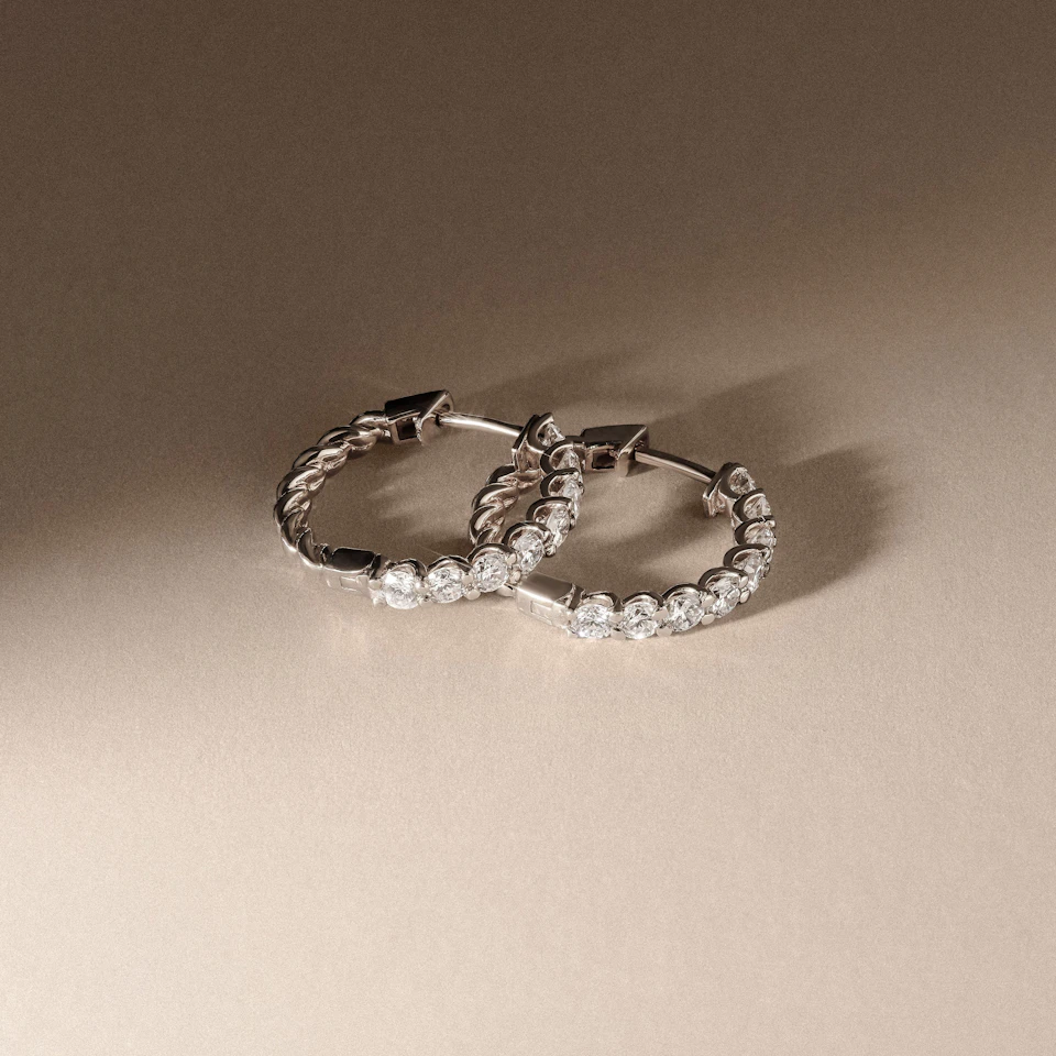 Braided 1.00ct Round Cut Lab Diamond Hoop Earrings in 9K White Gold
