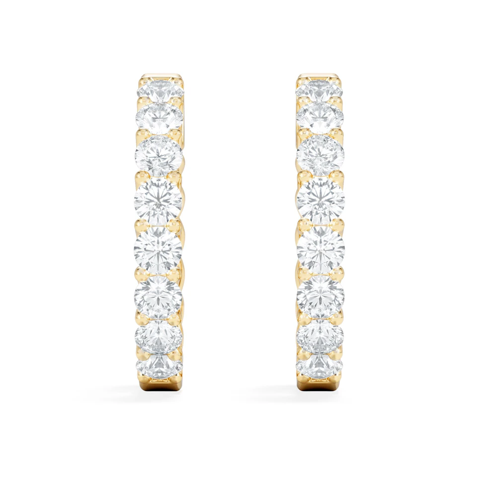 Braided 2.00ct Round Cut Lab Diamond Hoop Earrings in 9K Yellow Gold