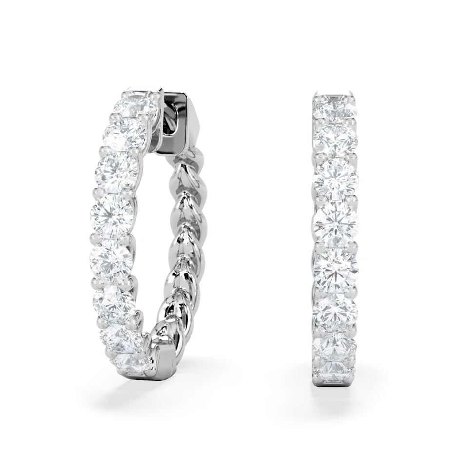 Braided 2.00ct Round Cut Lab Diamond Hoop Earrings in 9K White Gold
