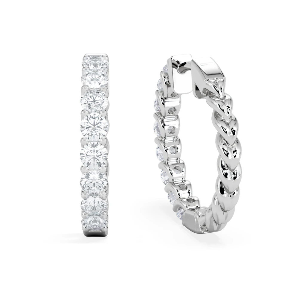 Braided 2.00ct Round Cut Lab Diamond Hoop Earrings in 9K White Gold
