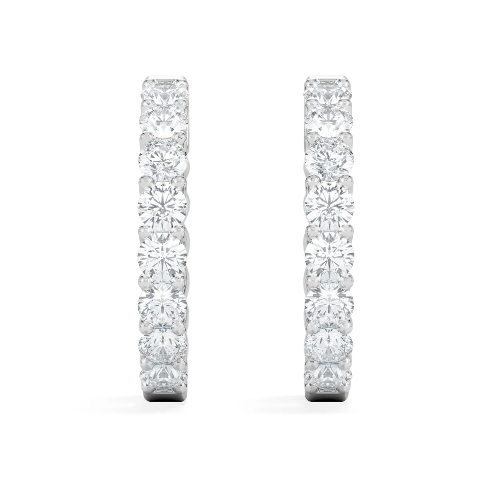 Braided 2.00ct Round Cut Lab Diamond Hoop Earrings in 9K White Gold