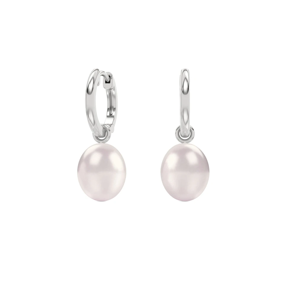 Eden 21.00ct Oval Pearl Huggie Earrings in Sterling Silver