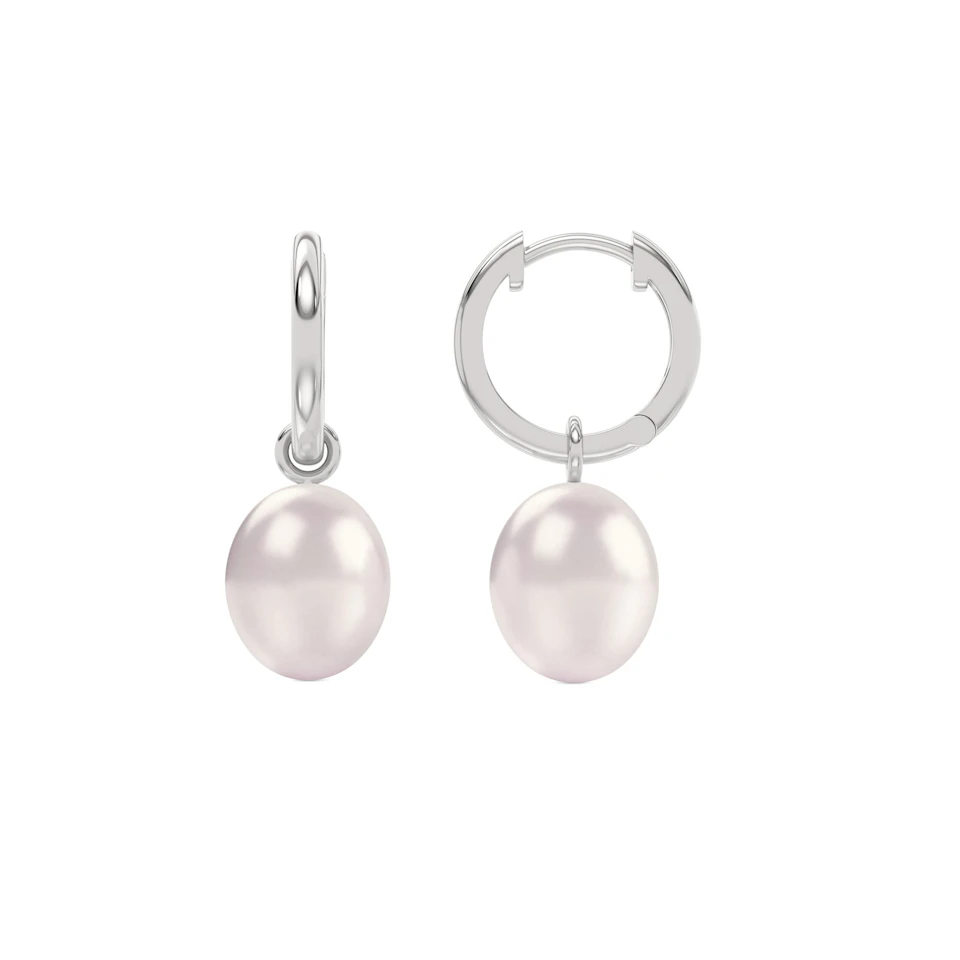Eden 21.00ct Oval Pearl Huggie Earrings in Sterling Silver