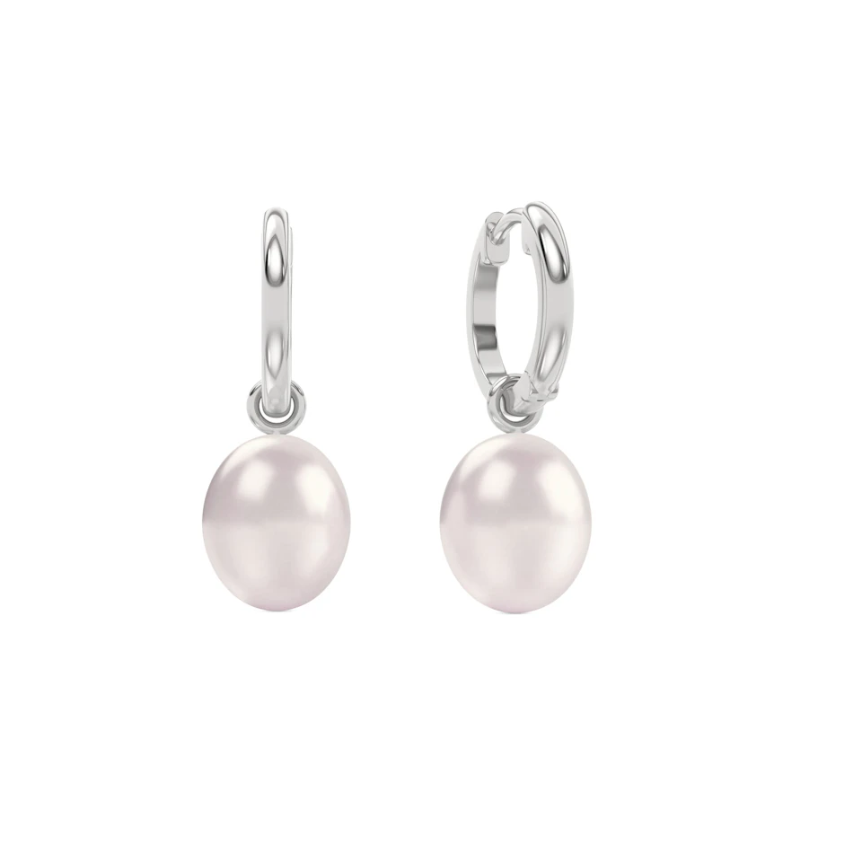 Eden 21.00ct Oval Pearl Huggie Earrings in Sterling Silver