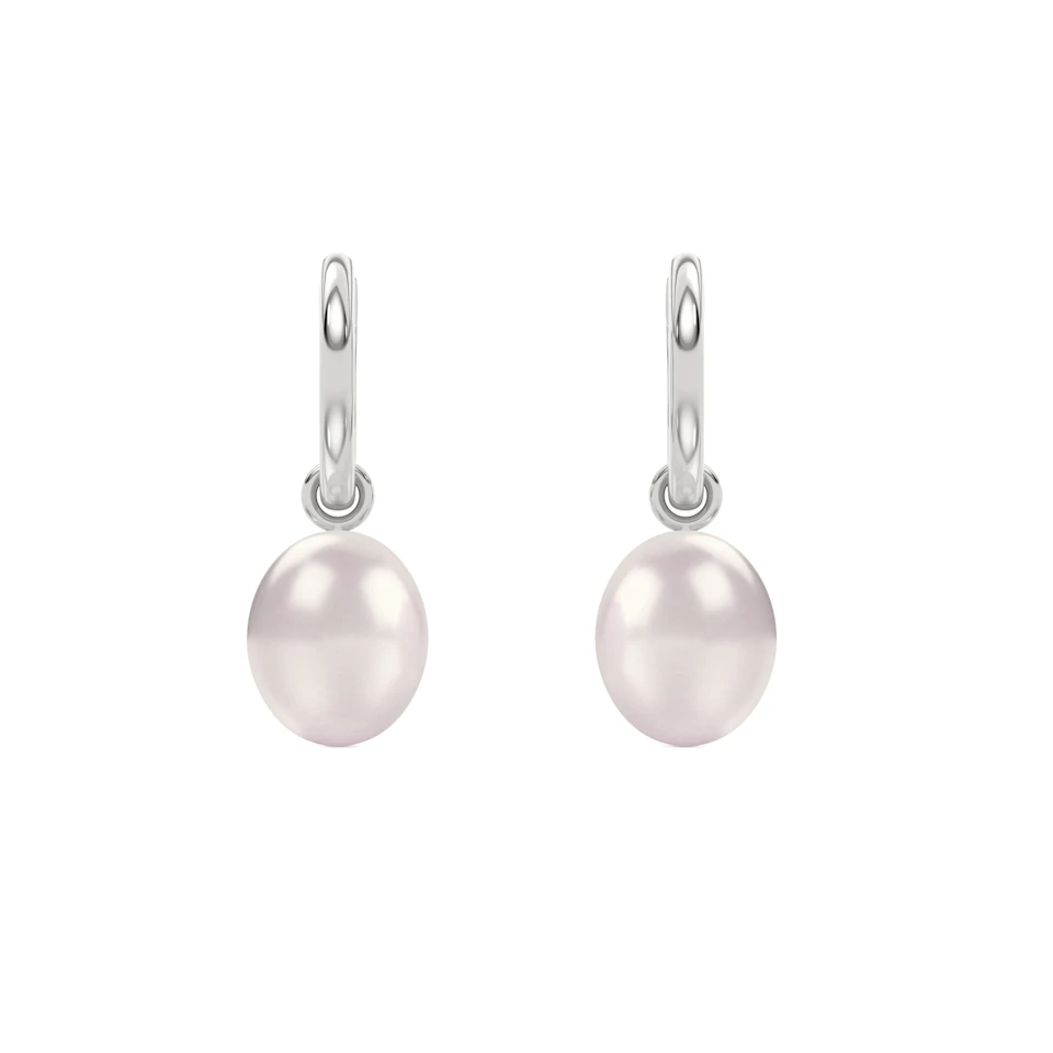 Eden 21.00ct Oval Pearl Huggie Earrings in Sterling Silver