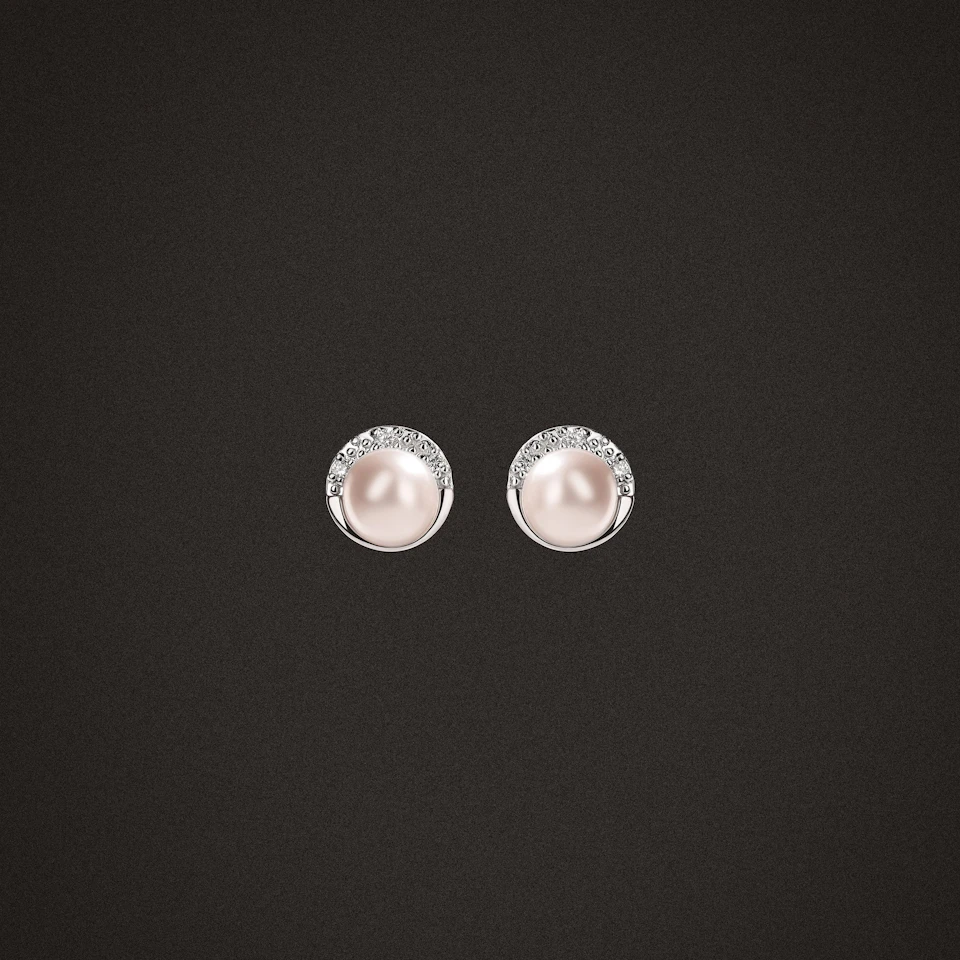 Eden 4.15ct Round Pearl and Lab Diamond Stud Earrings in Sterling Silver