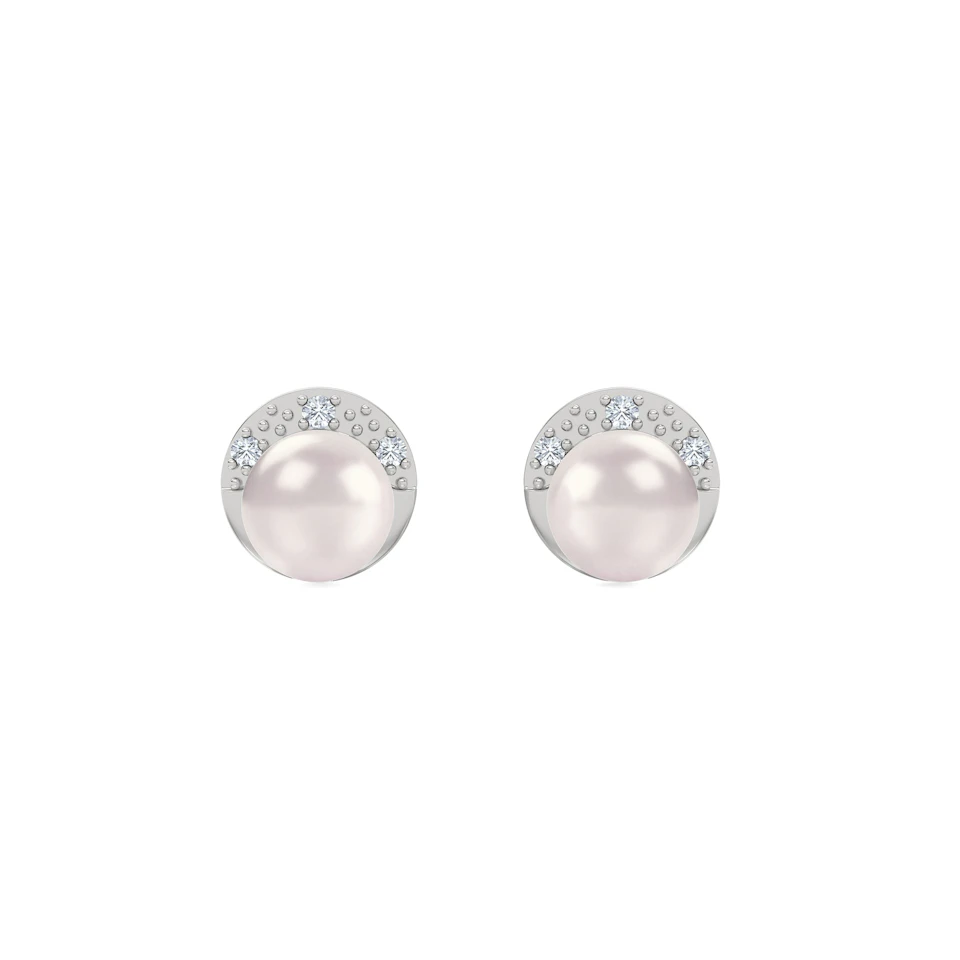 Eden 4.15ct Round Pearl and Lab Diamond Stud Earrings in Sterling Silver