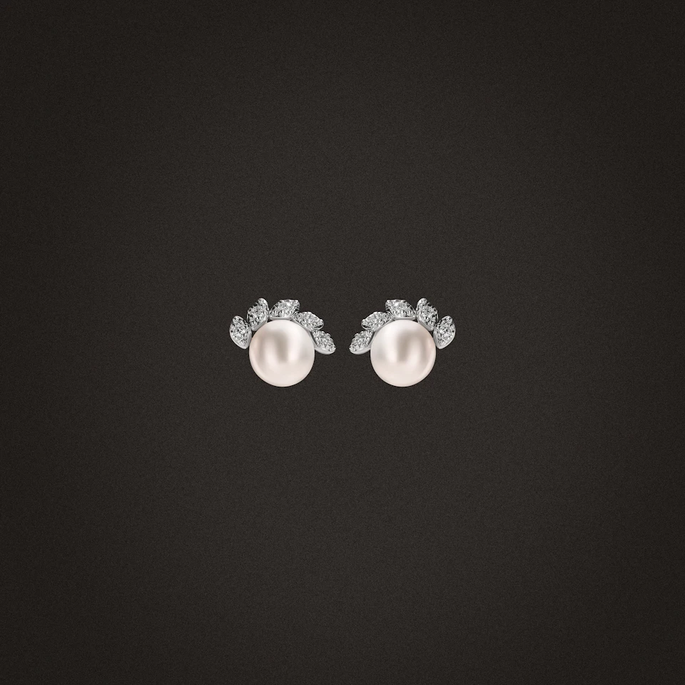 Eden 6.35ct Round Pearl and Lab Diamond Stud Earrings in Sterling Silver