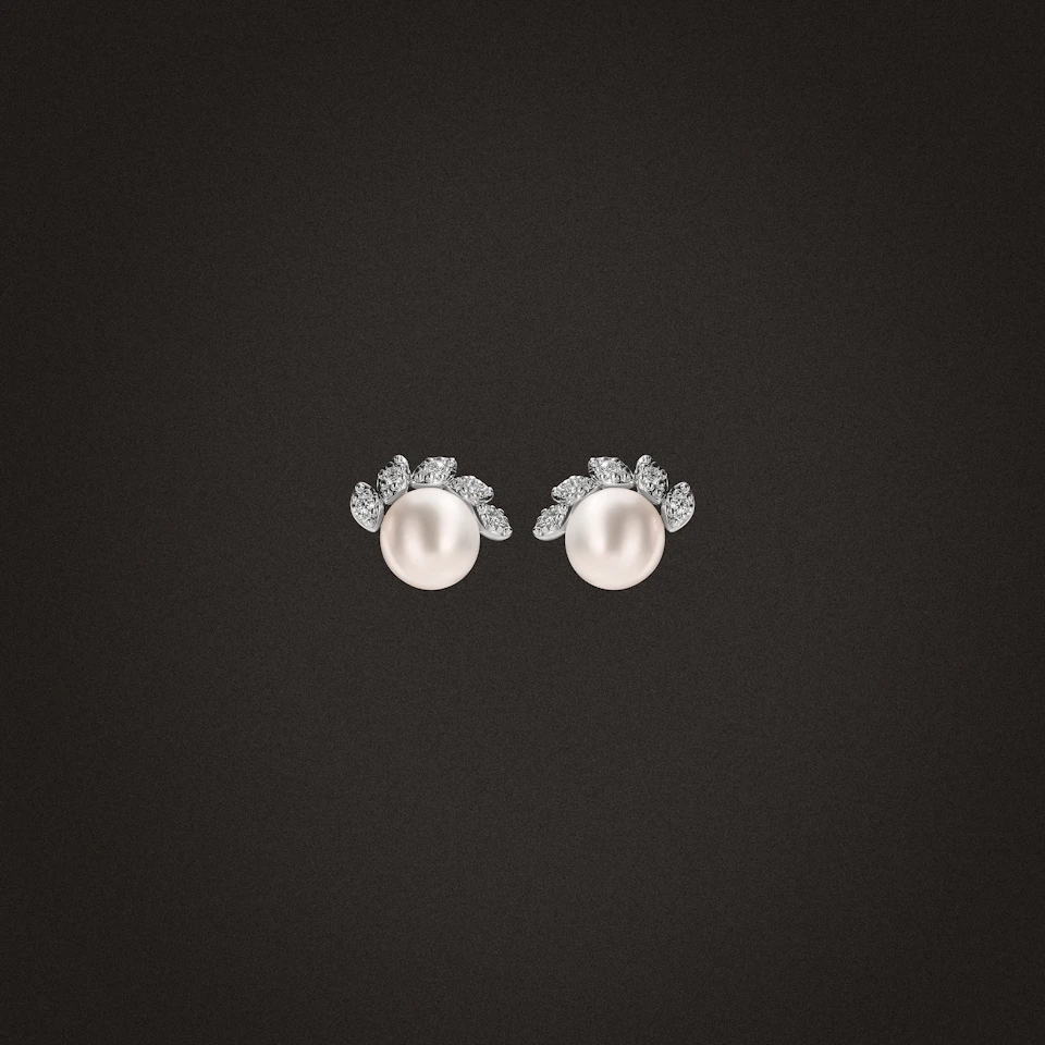Eden 6.35ct Round Pearl and Lab Diamond Stud Earrings in Sterling Silver