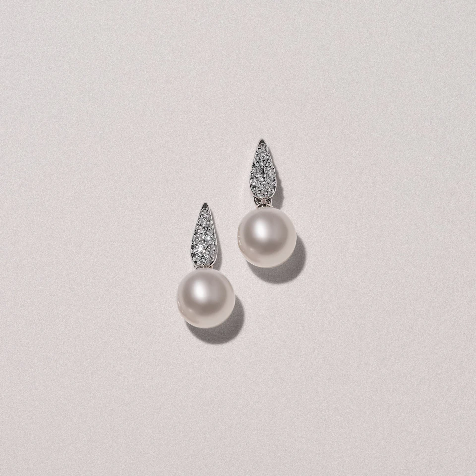 Eden 5.70ct Round Pearl and Lab Diamond Stud Earrings in Sterling Silver