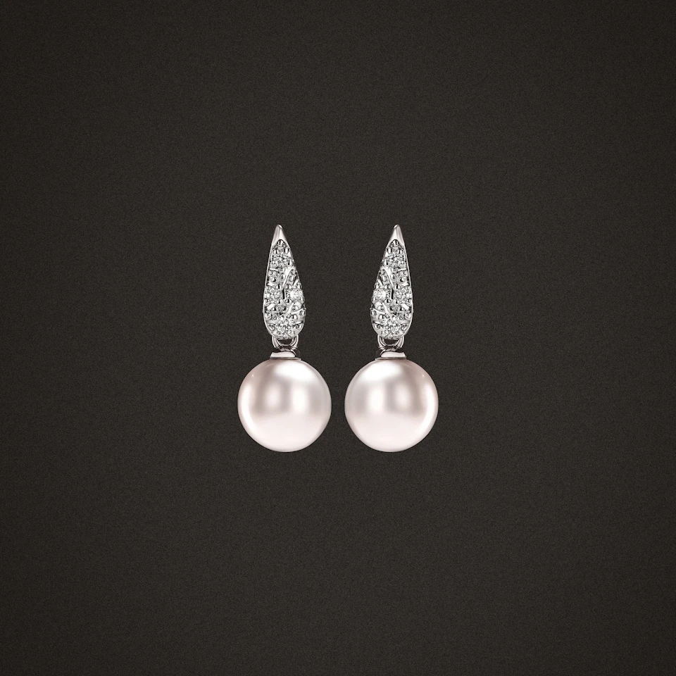 Eden 5.70ct Round Pearl and Lab Diamond Stud Earrings in Sterling Silver