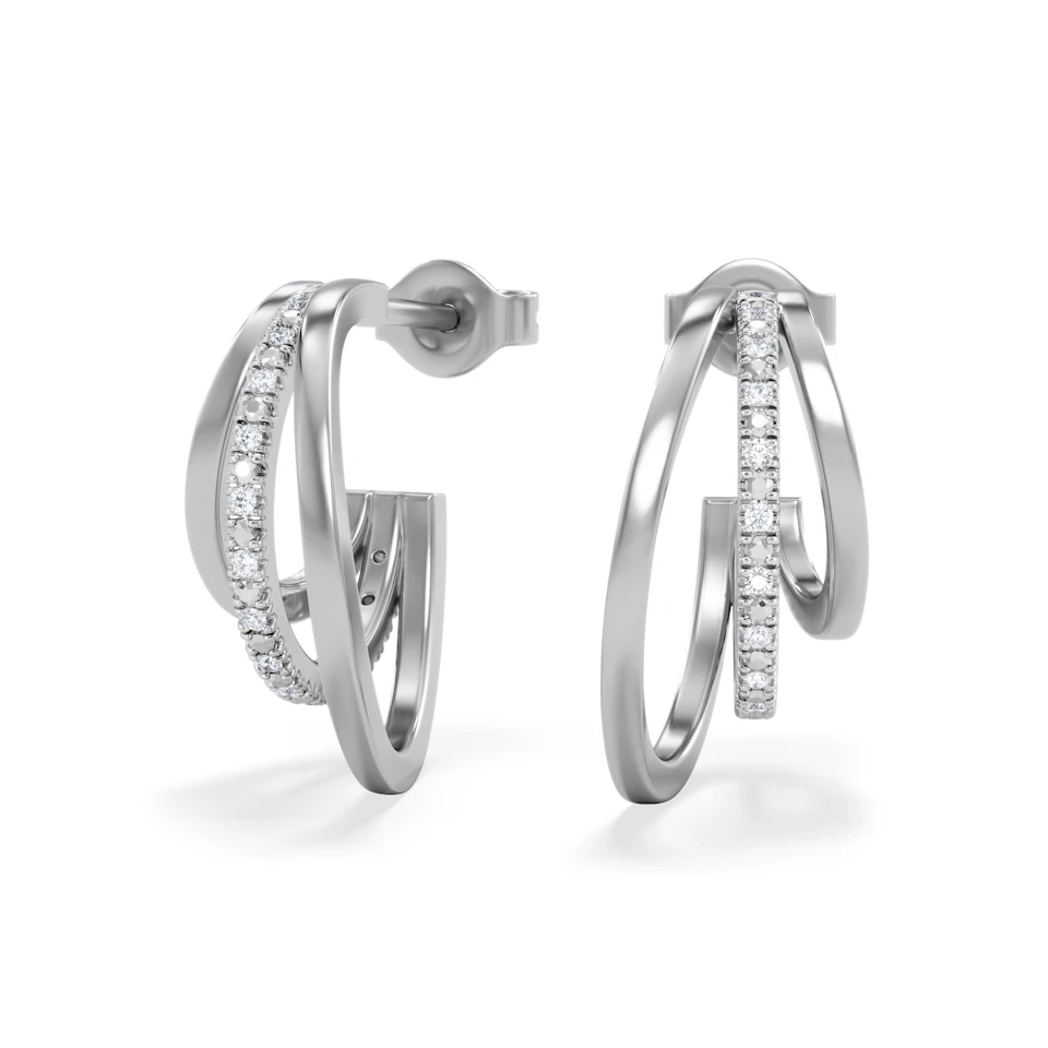 0.25ct Lab Diamond Stacked Hoop Earrings in Sterling Silver