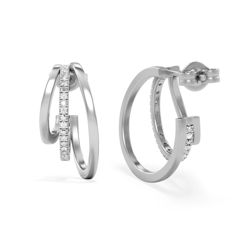 0.25ct Lab Diamond Stacked Hoop Earrings in Sterling Silver