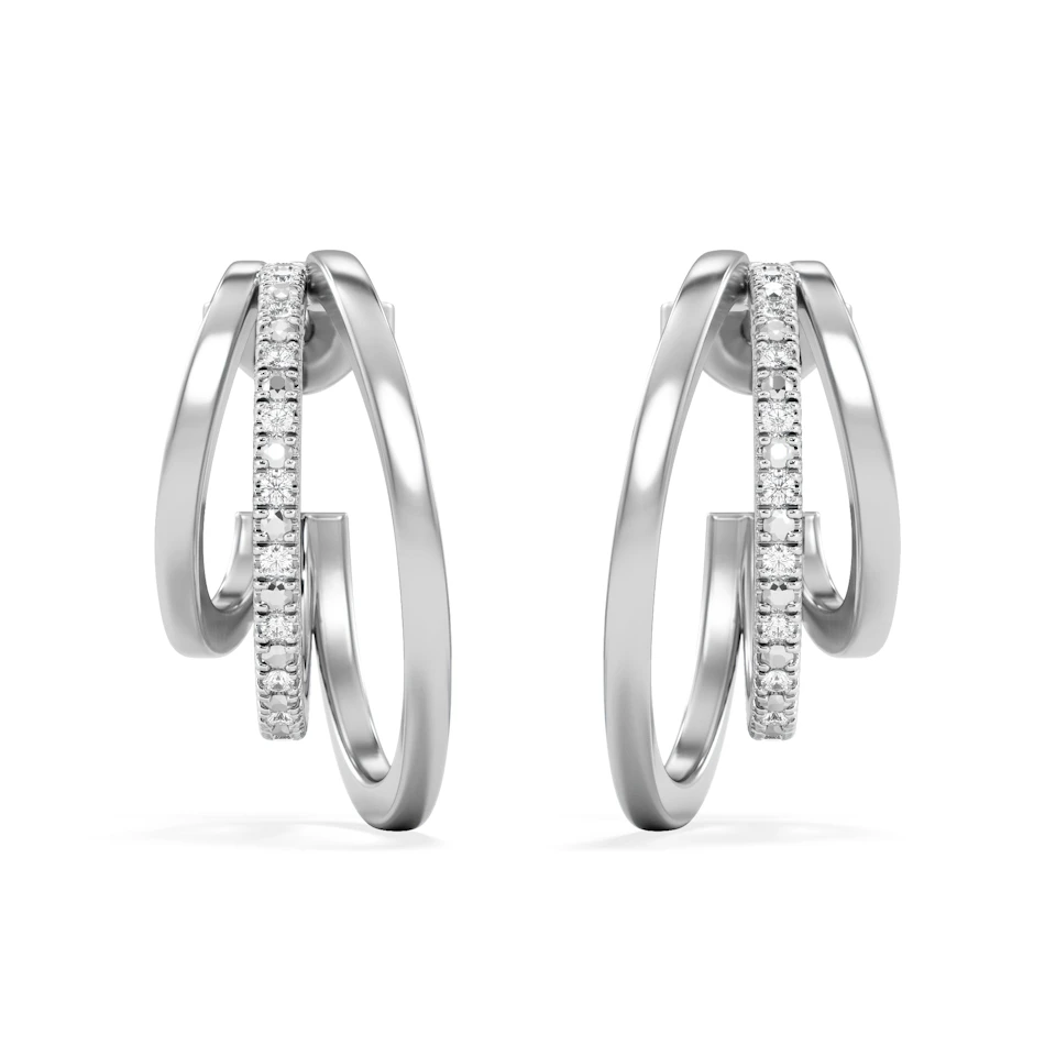 0.25ct Lab Diamond Stacked Hoop Earrings in Sterling Silver