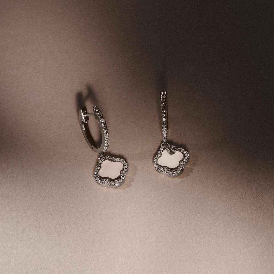Florence 0.15ct Lab Diamond Halo Huggie Earrings in Sterling Silver