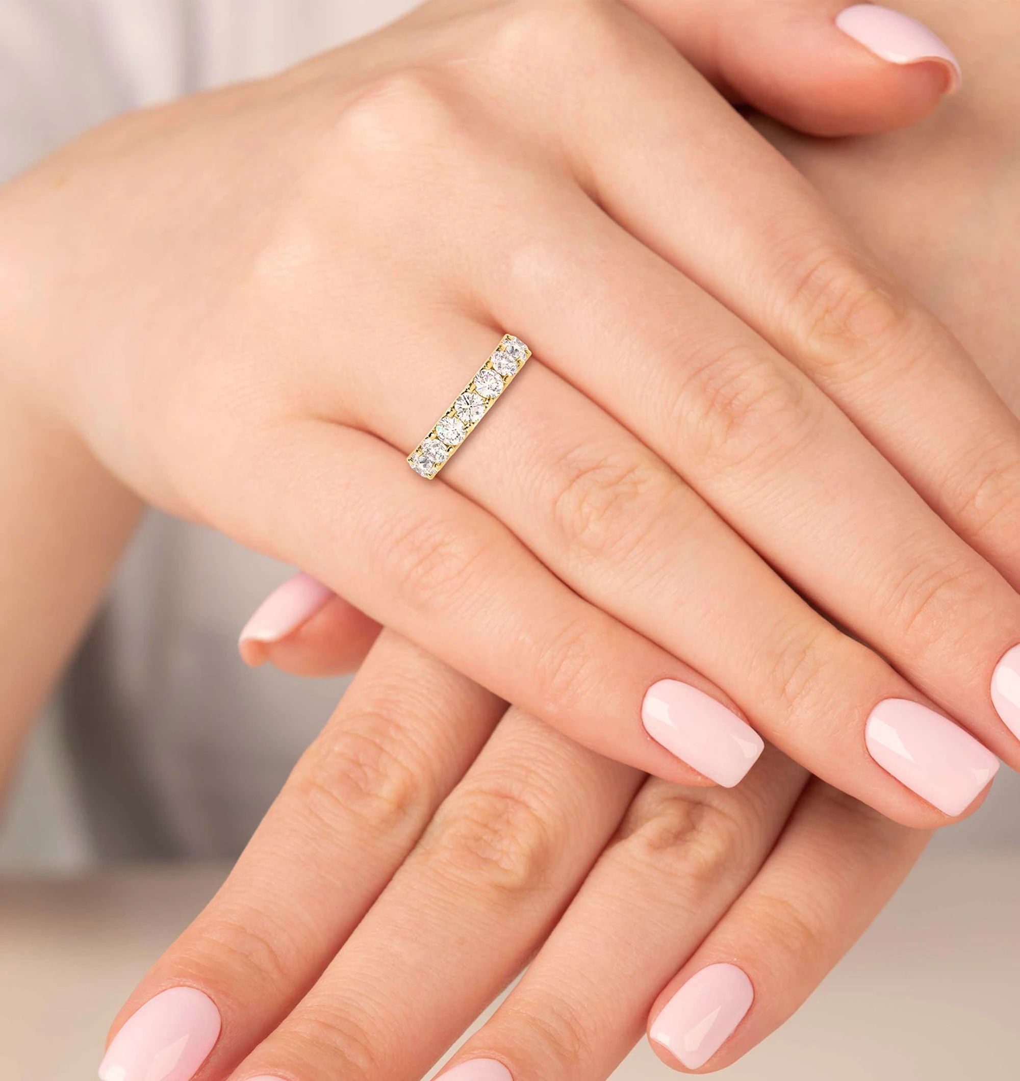 Chloe Lab Diamond Eternity Ring 18K Gold Claw Set 5.00ct G/Vs