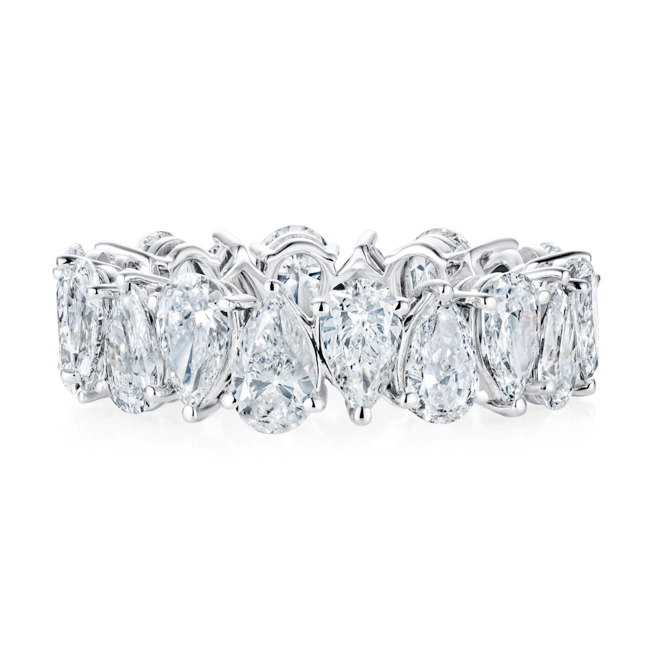 LUXE 4.00ct Lab Diamond Chloe Eternity Ring with IGI Certified Pear-Cut Diamonds in 18K White Gold