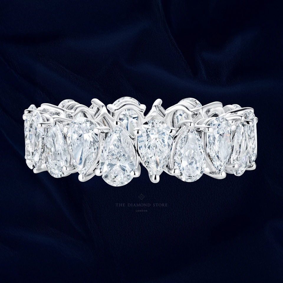 LUXE 4.00ct Lab Diamond Chloe Eternity Ring with IGI Certified Pear-Cut Diamonds in 18K White Gold