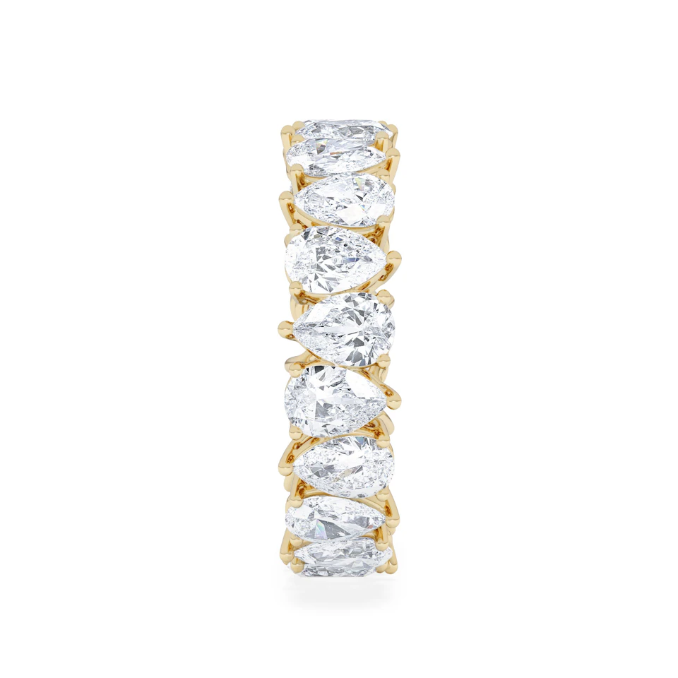 LUXE 4.00ct Lab Diamond Eternity Ring with IGI Certified Pear-Cut Diamonds in 18K Yellow Gold