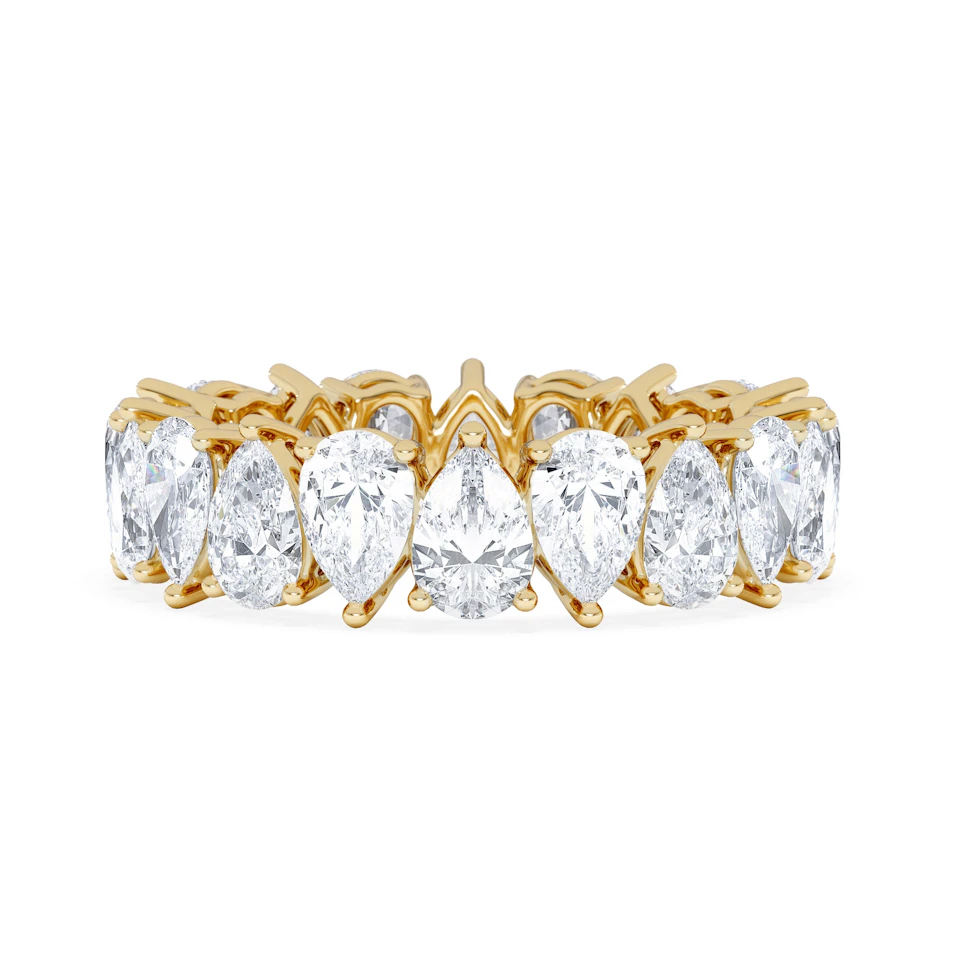 LUXE 4.00ct Lab Diamond Eternity Ring with IGI Certified Pear-Cut Diamonds in 18K Yellow Gold