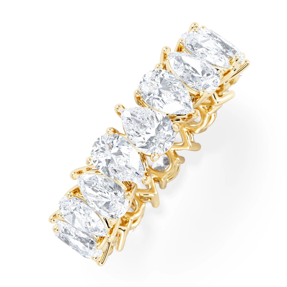LUXE 4.00ct Lab Diamond Eternity Ring with IGI Certified Pear-Cut Diamonds in 18K Yellow Gold
