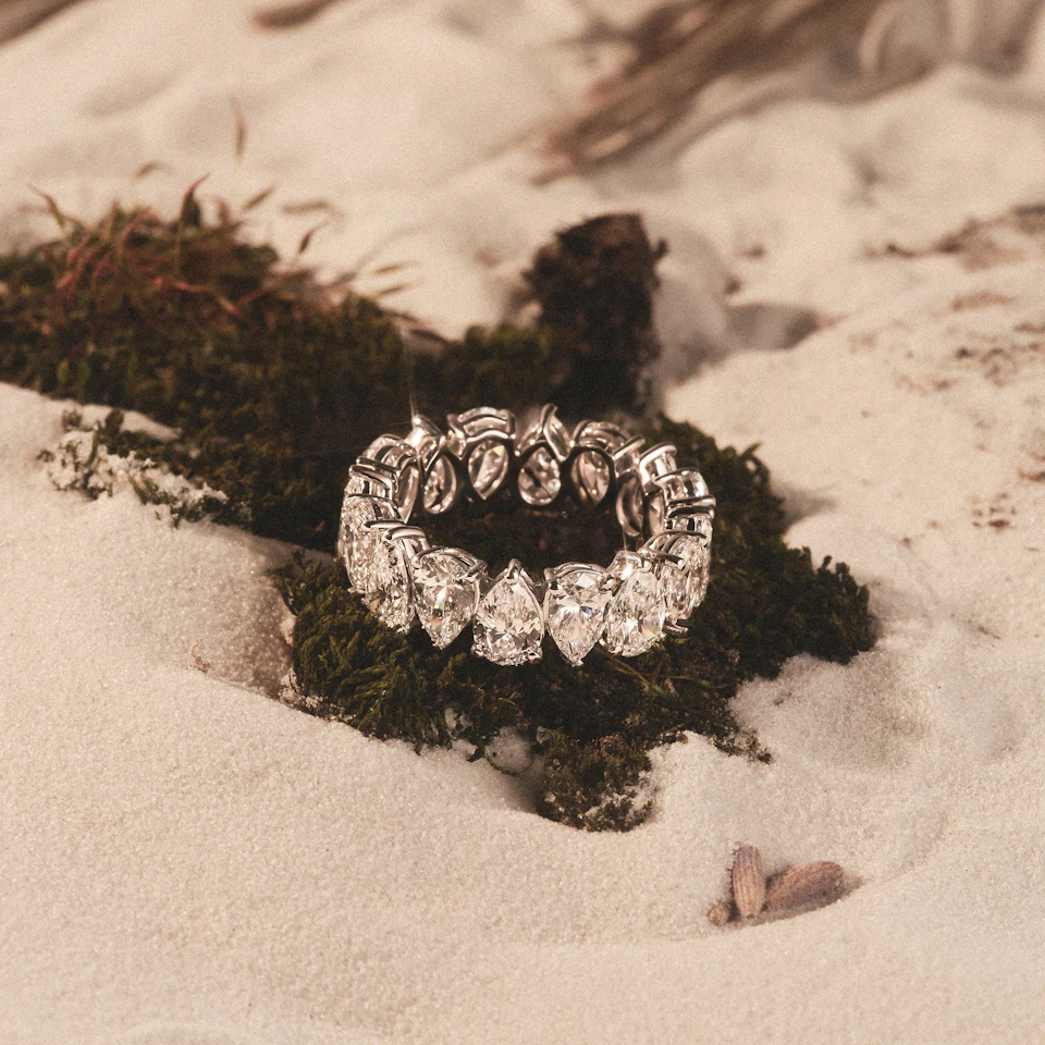 LUXE 5.00ct Lab Diamond Chloe Eternity Ring with IGI Certified Pear-Cut Diamonds in 18K White Gold