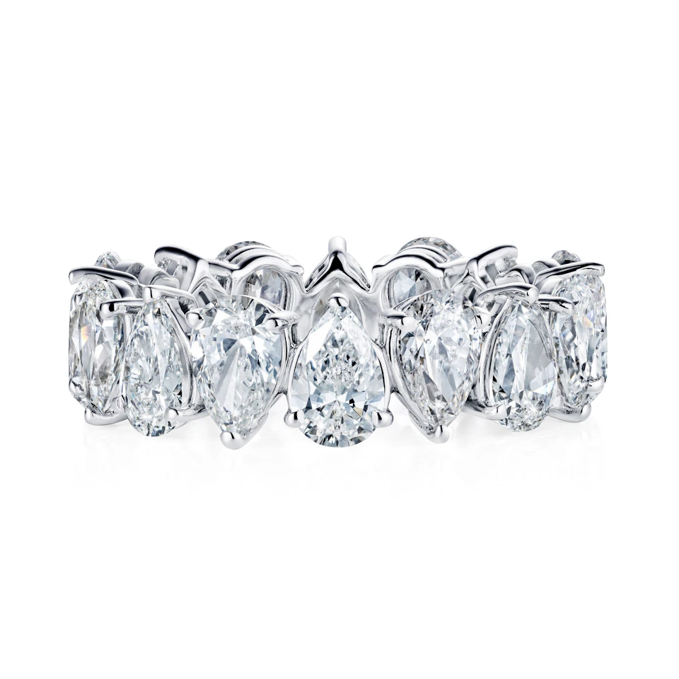 LUXE 5.00ct Lab Diamond Chloe Eternity Ring with IGI Certified Pear-Cut Diamonds in 18K White Gold