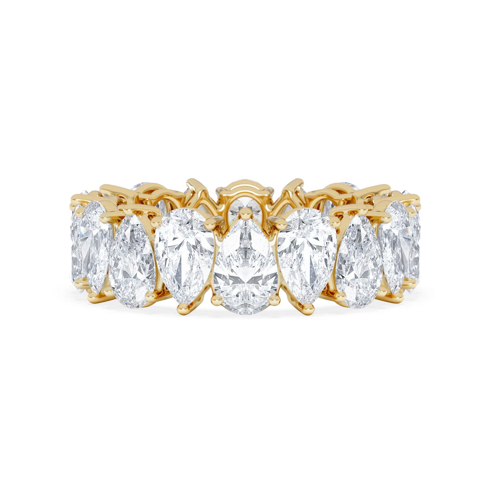 LUXE 5.00ct Lab Diamond Eternity Ring with IGI Certified Pear-Cut Diamonds in 18K Yellow Gold