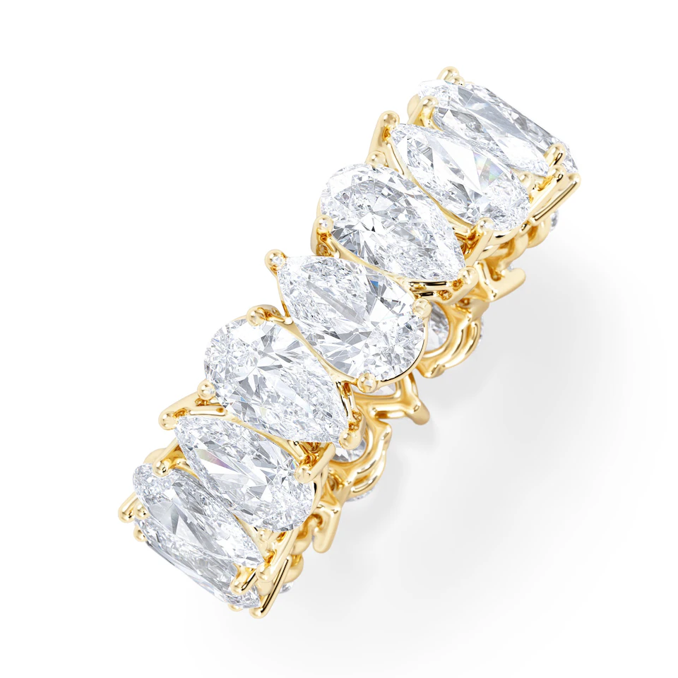 LUXE 5.00ct Lab Diamond Eternity Ring with IGI Certified Pear-Cut Diamonds in 18K Yellow Gold